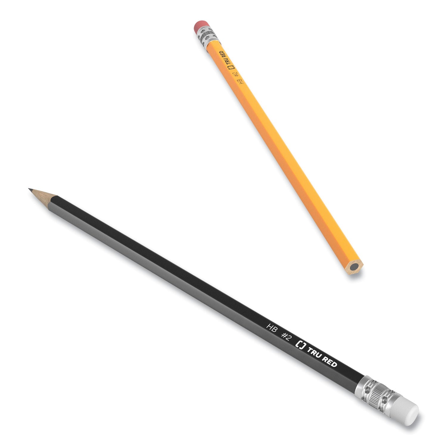 TRU RED™ PRE-SHARPENED WOODEN PENCIL, HB (#2), BLACK LEAD, YELLOW BARREL, 24/PACK