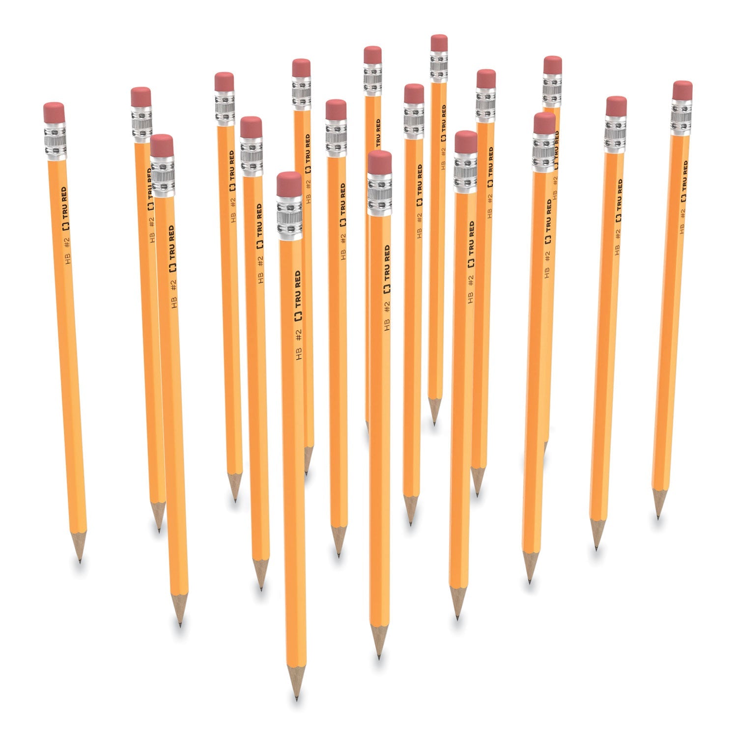 TRU RED™ PRE-SHARPENED WOODEN PENCIL, HB (#2), BLACK LEAD, YELLOW BARREL, 48/PACK
