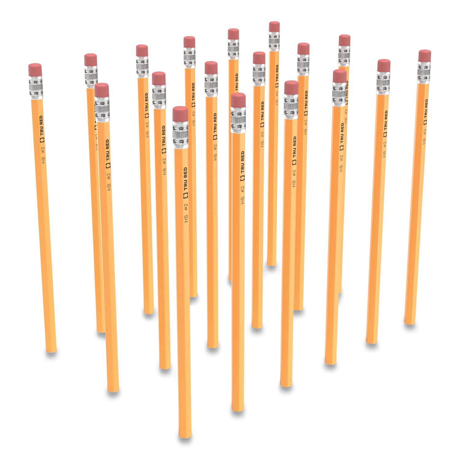 TRU RED™ WOODEN PENCIL, HB (#2), BLACK LEAD, YELLOW BARREL, 48/PACK