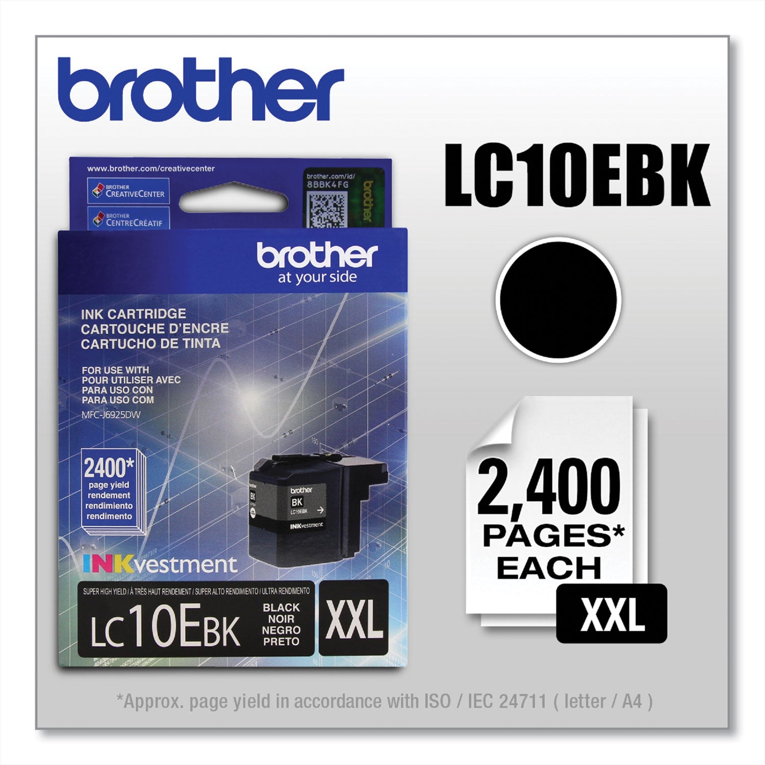 Brother Lc10ebk Inkvestment Super High-Yield Ink, 2,400 Page-Yield, Black