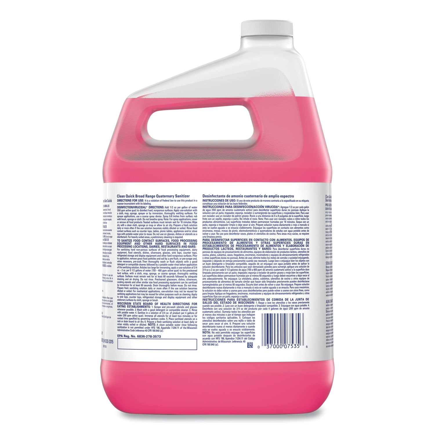 Clean Quick® Broad Range Quaternary Sanitizer, Sweet Scent, 1 Gal Bottle, 3/carton