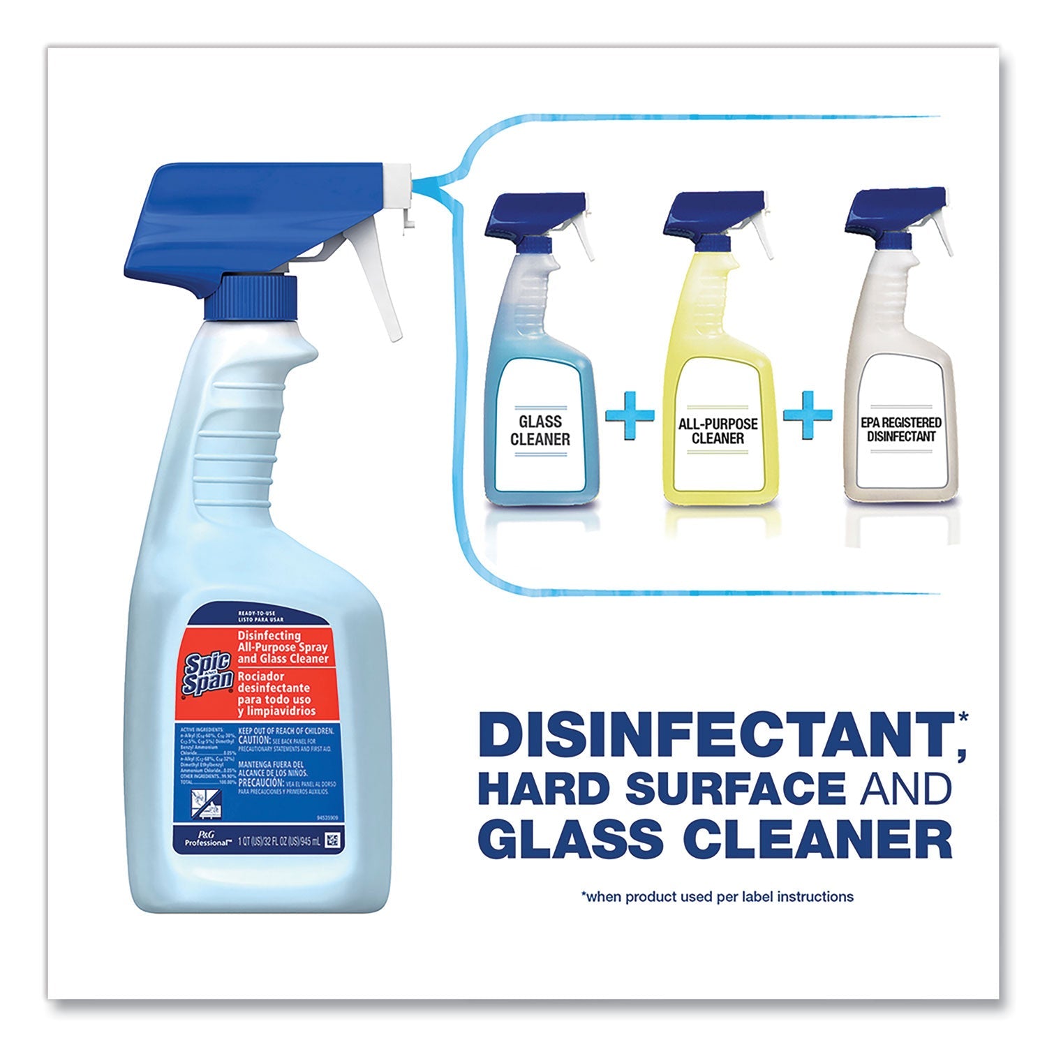 Spic and Span® Disinfecting All-Purpose Spray And Glass Cleaner, Fresh Scent, 32 Oz Spray Bottle, 8/carton