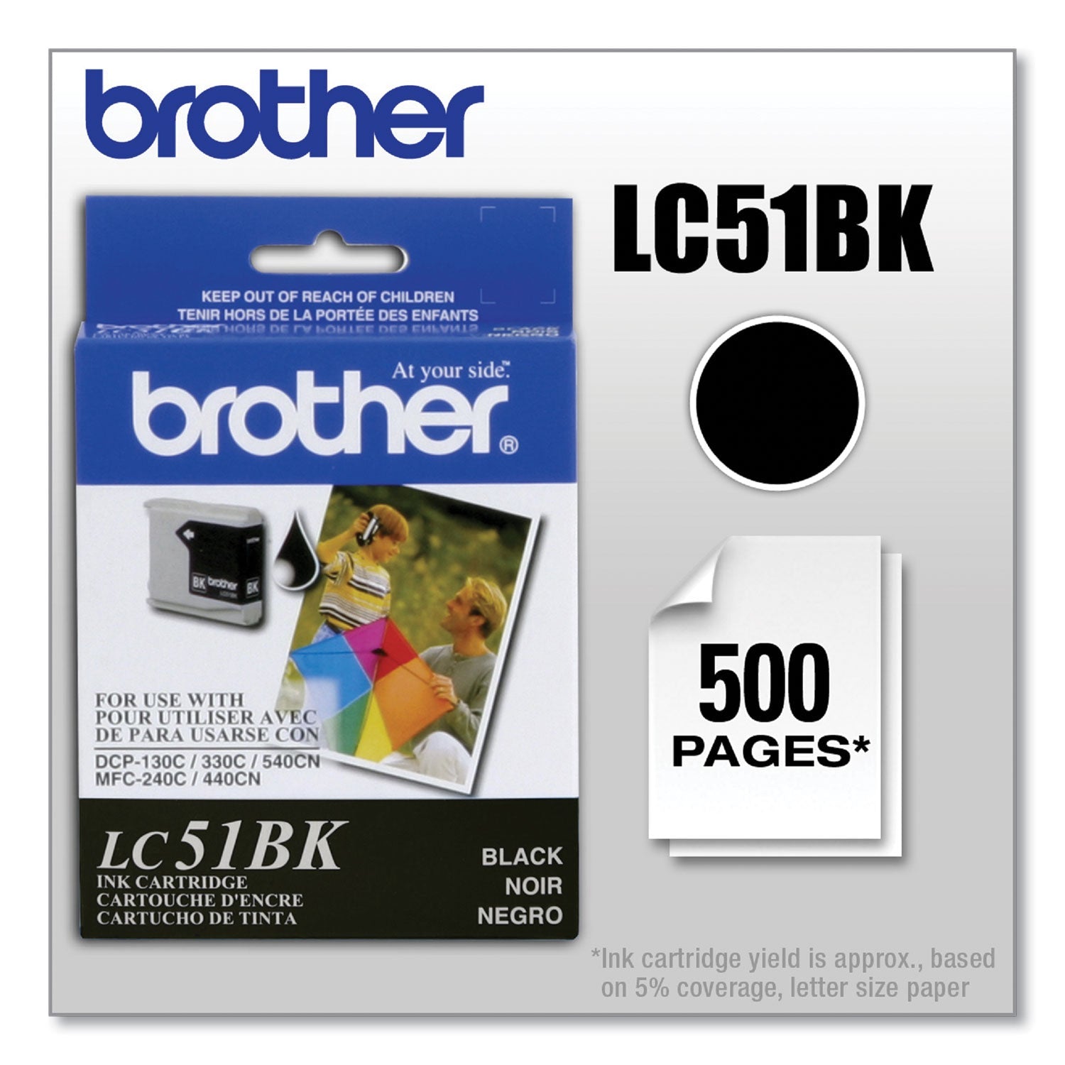 Brother Lc51bk Innobella Ink, 500 Page-Yield, Black