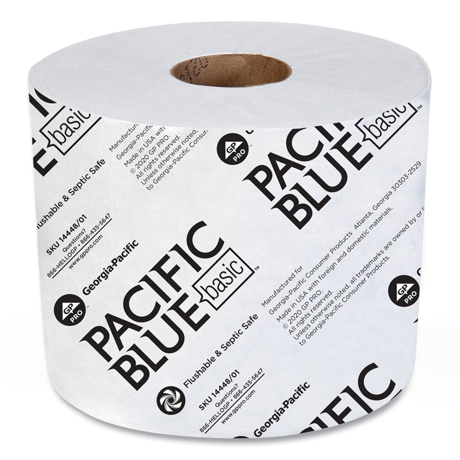 Georgia Pacific® Professional Pacific Blue Basic High-Capacity Bathroom Tissue, Septic Safe, 1-Ply, White, 1,500/roll, 48/carton