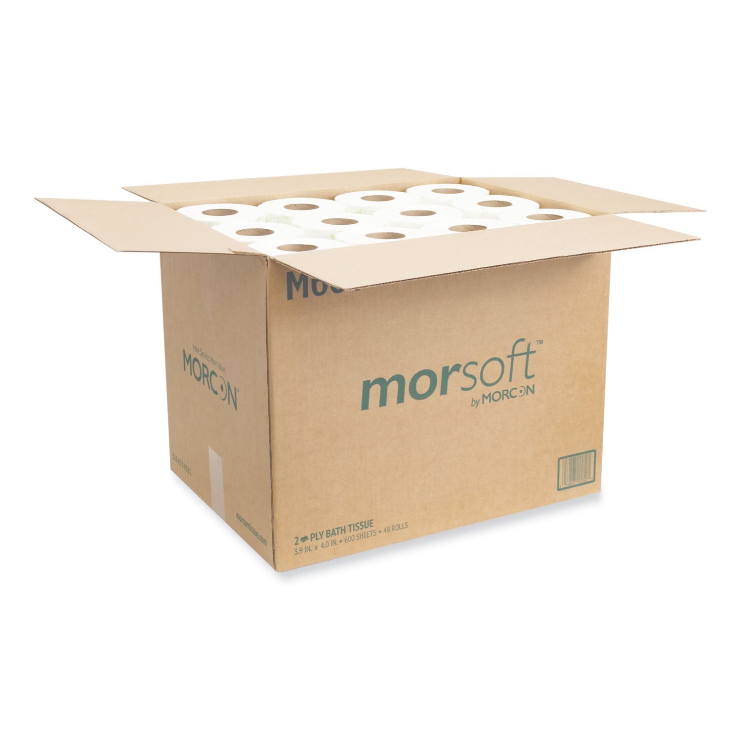 Morcon Tissue Morsoft Controlled Bath Tissue, Septic Safe, 2-Ply, White, 600 Sheets/Roll, 48 Rolls/Carton