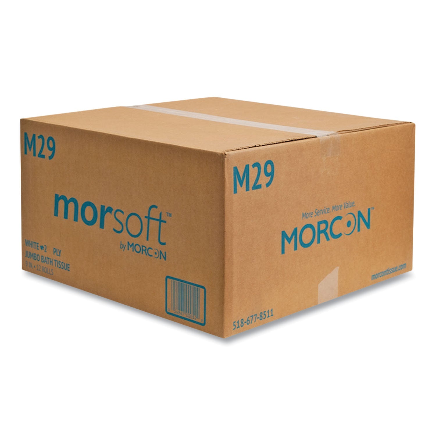 Morcon Tissue Jumbo Bath Tissue, Septic Safe, 2-Ply, White, 3.3" x 625 ft, 12 Rolls/Carton