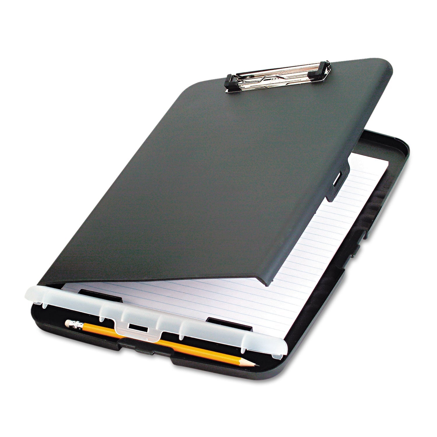 Officemate Low Profile Storage Clipboard, 0.5" Clip Capacity, Holds 8.5 x 11 Sheets, Charcoal