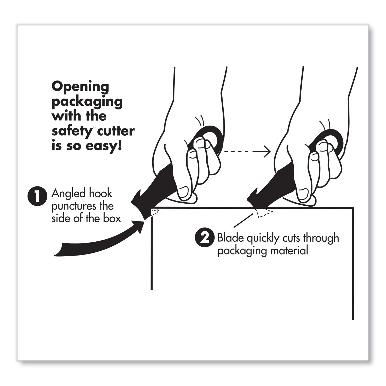 Garvey® Safety Cutter Box Cutter Knife with Double Shielded Blade, 4" Plastic Handle, Black, 5/Pack
