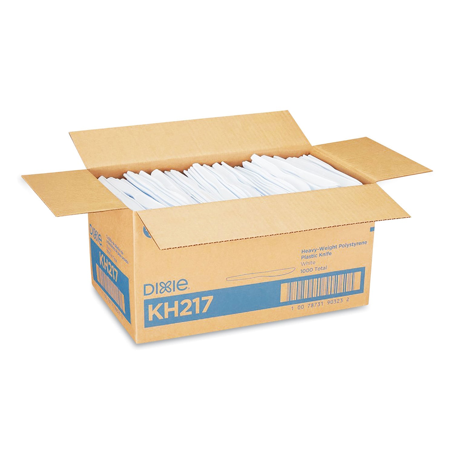 Dixie® Plastic Cutlery, Heavyweight Knife, 7.5", White, 1,000/Carton
