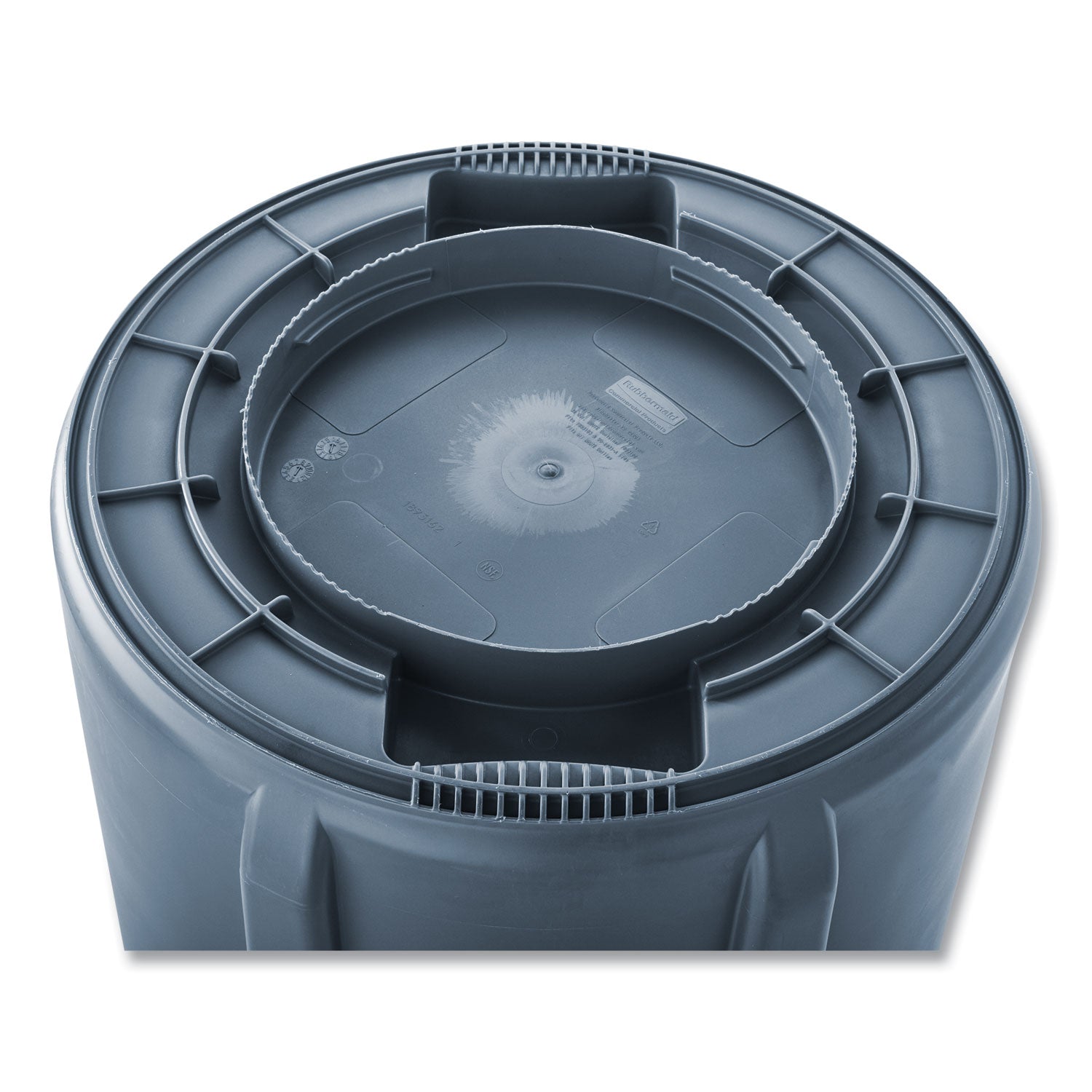 Rubbermaid® Commercial Vented Round Brute Container, 32 gal, Plastic, Gray