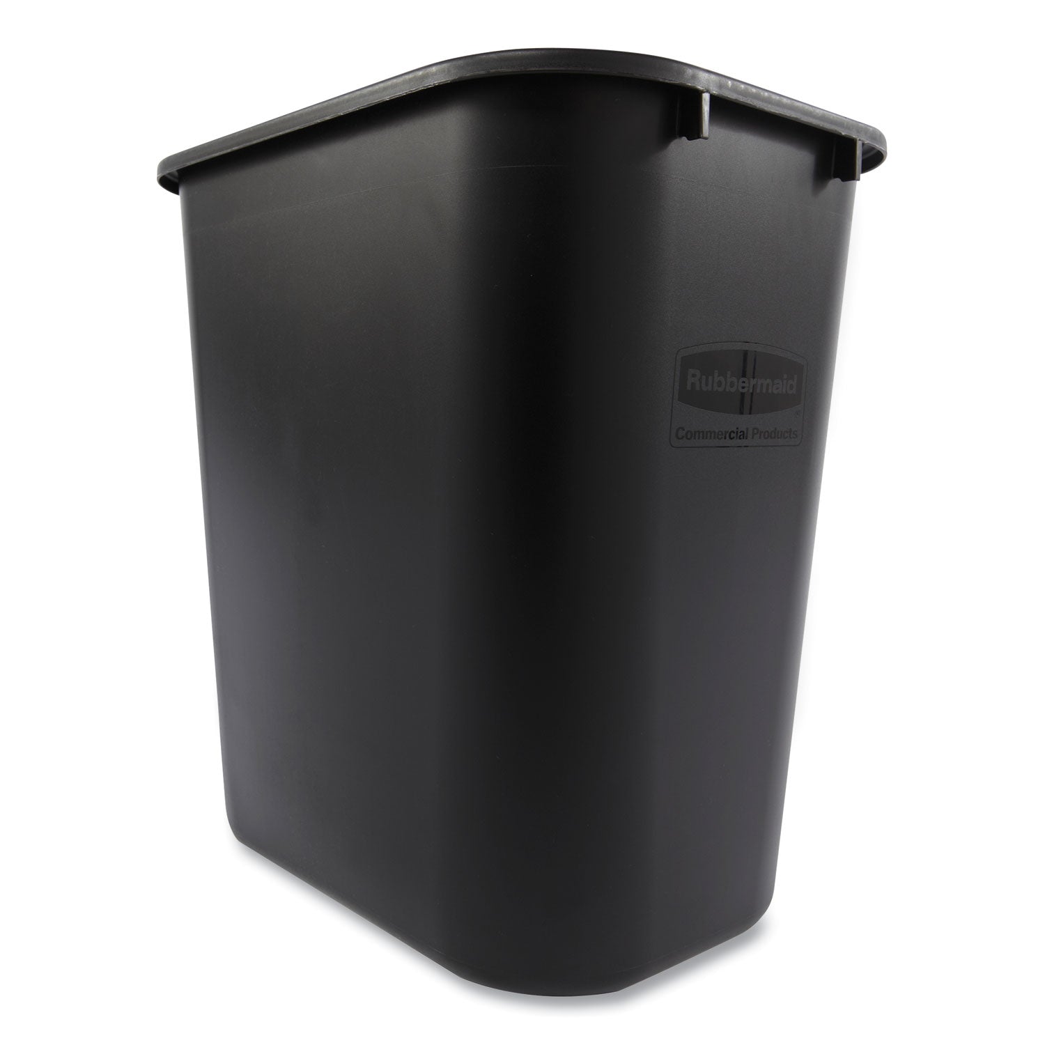 Rubbermaid® Commercial Deskside Plastic Wastebasket, 7 gal, Plastic, Black