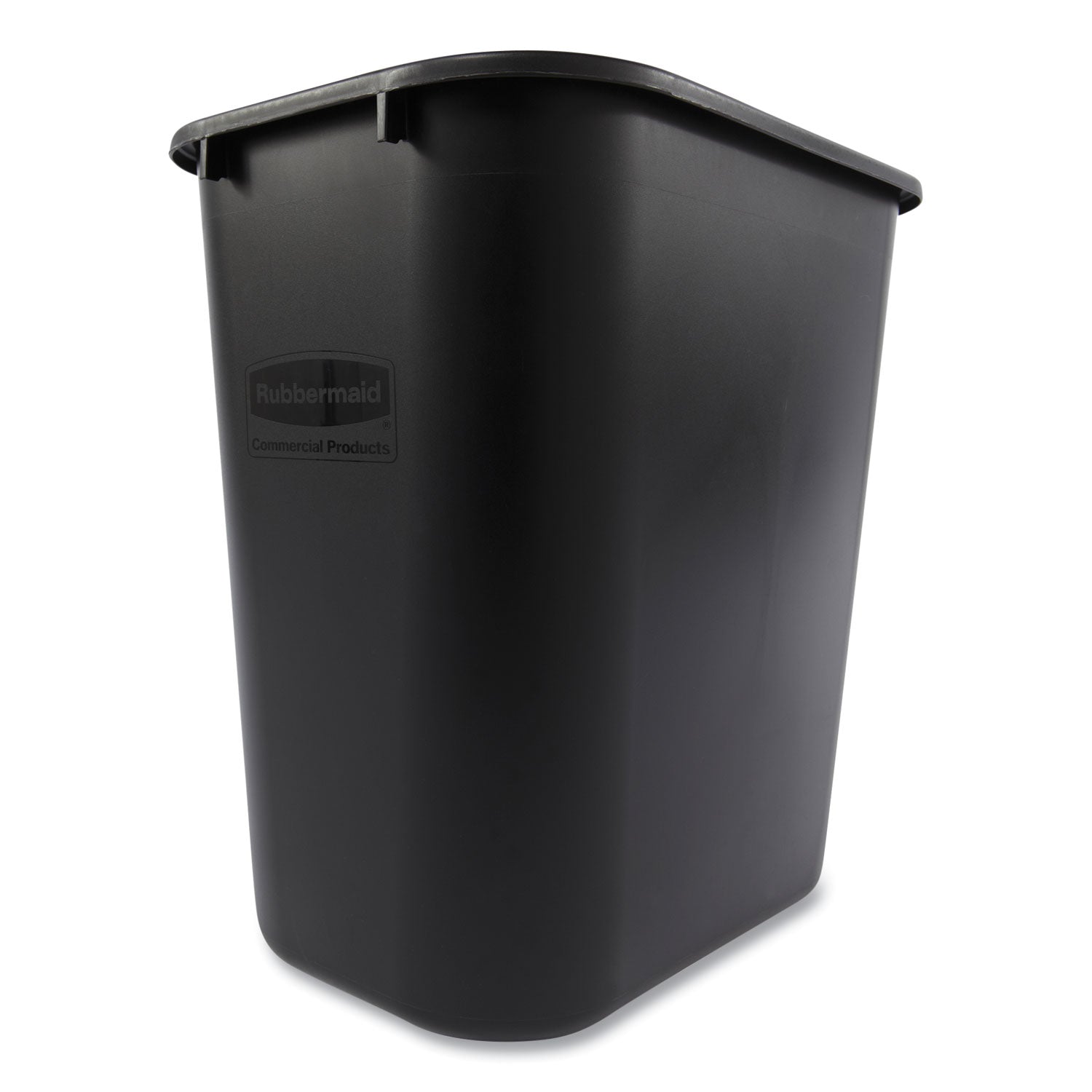 Rubbermaid® Commercial Deskside Plastic Wastebasket, 7 gal, Plastic, Black