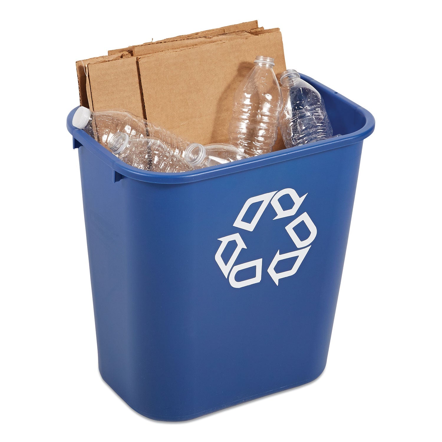 Rubbermaid® Commercial Deskside Recycling Container, Medium, 28.13 qt, Plastic, Blue