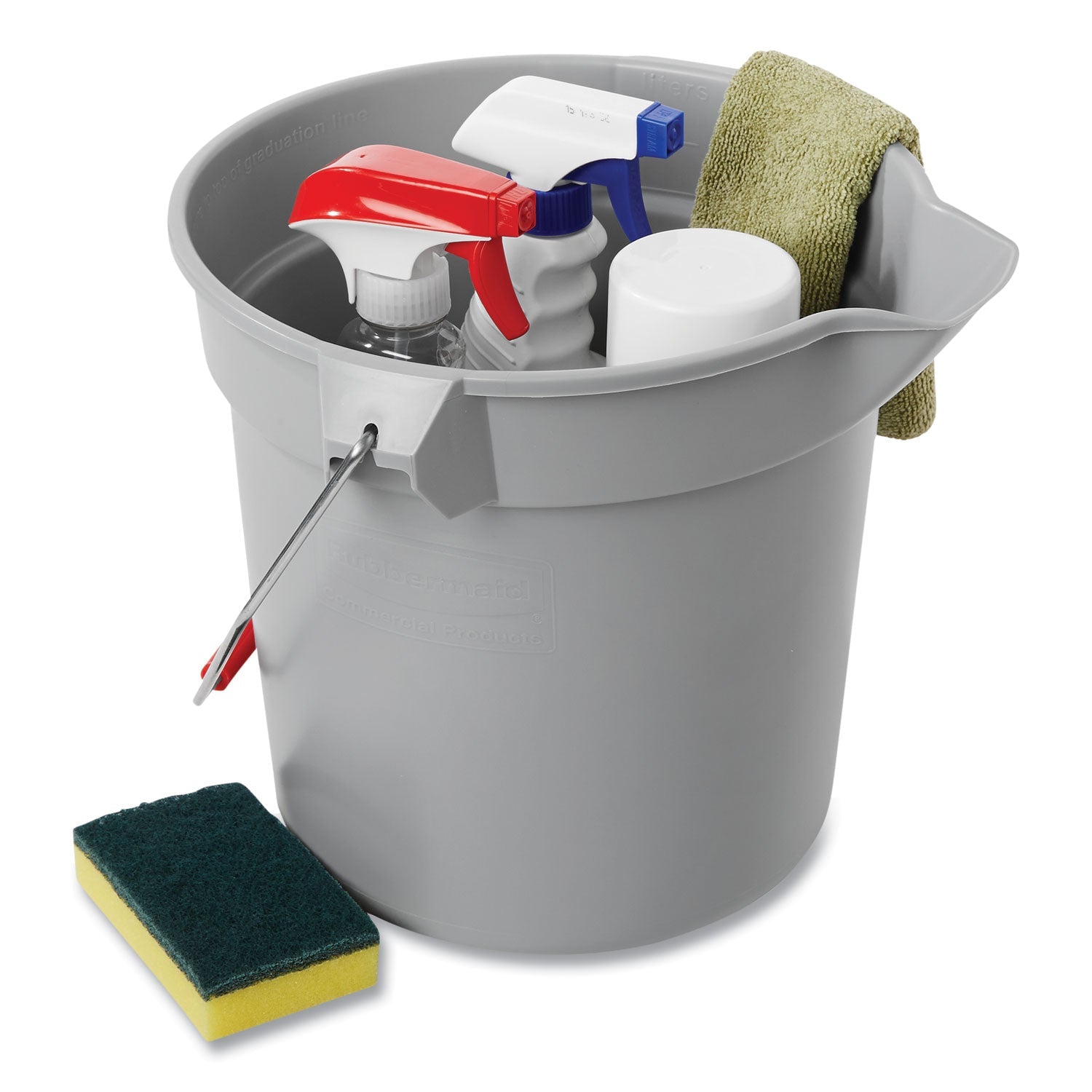 Rubbermaid® Commercial 10 Quart Plastic Utility Pail, Plastic, Gray, 10.5" dia