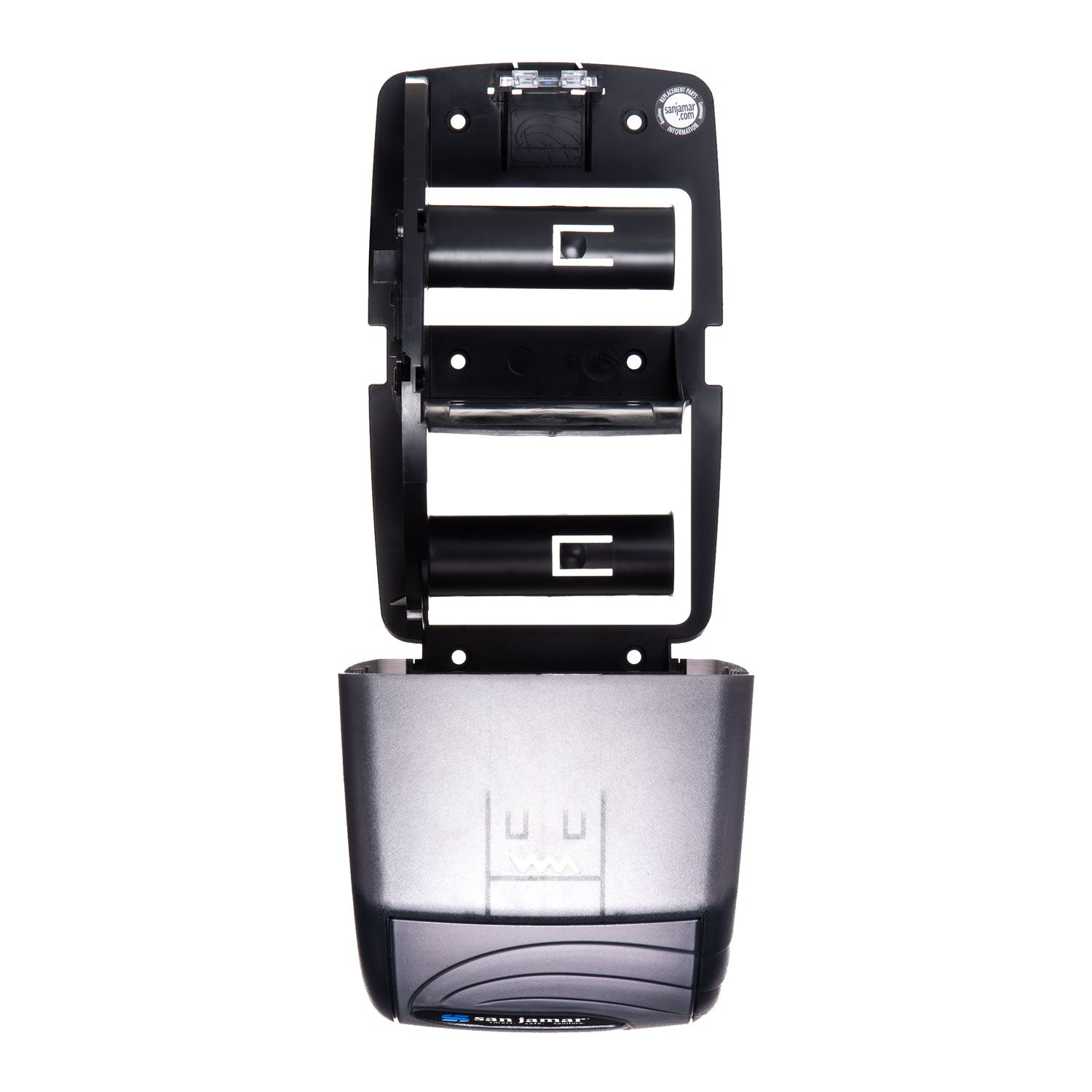 San Jamar® Duett Standard Bath Tissue Dispenser, Oceans, 7.5 x 7 x 12.75, Transparent Black Pearl