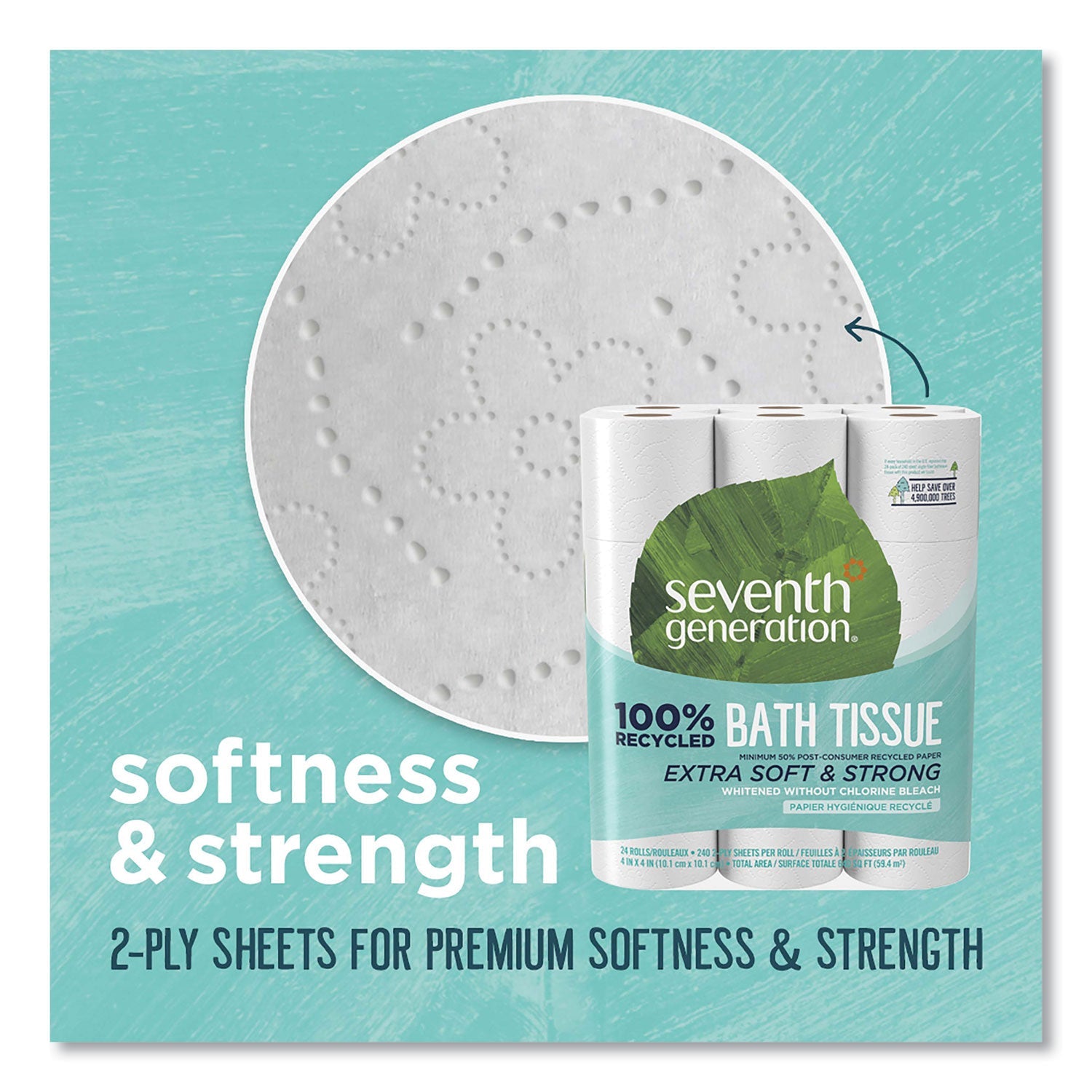 Seventh Generation® 100% Recycled Bathroom Tissue, Septic Safe, 2-Ply, White, 240 Sheets/roll, 24/pack, 2 Packs/carton
