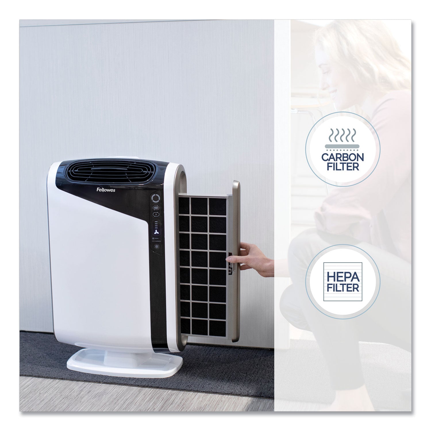Fellowes® Aeramax Dx95 Large Room Air Purifier, 600 Sq Ft Room Capacity, White