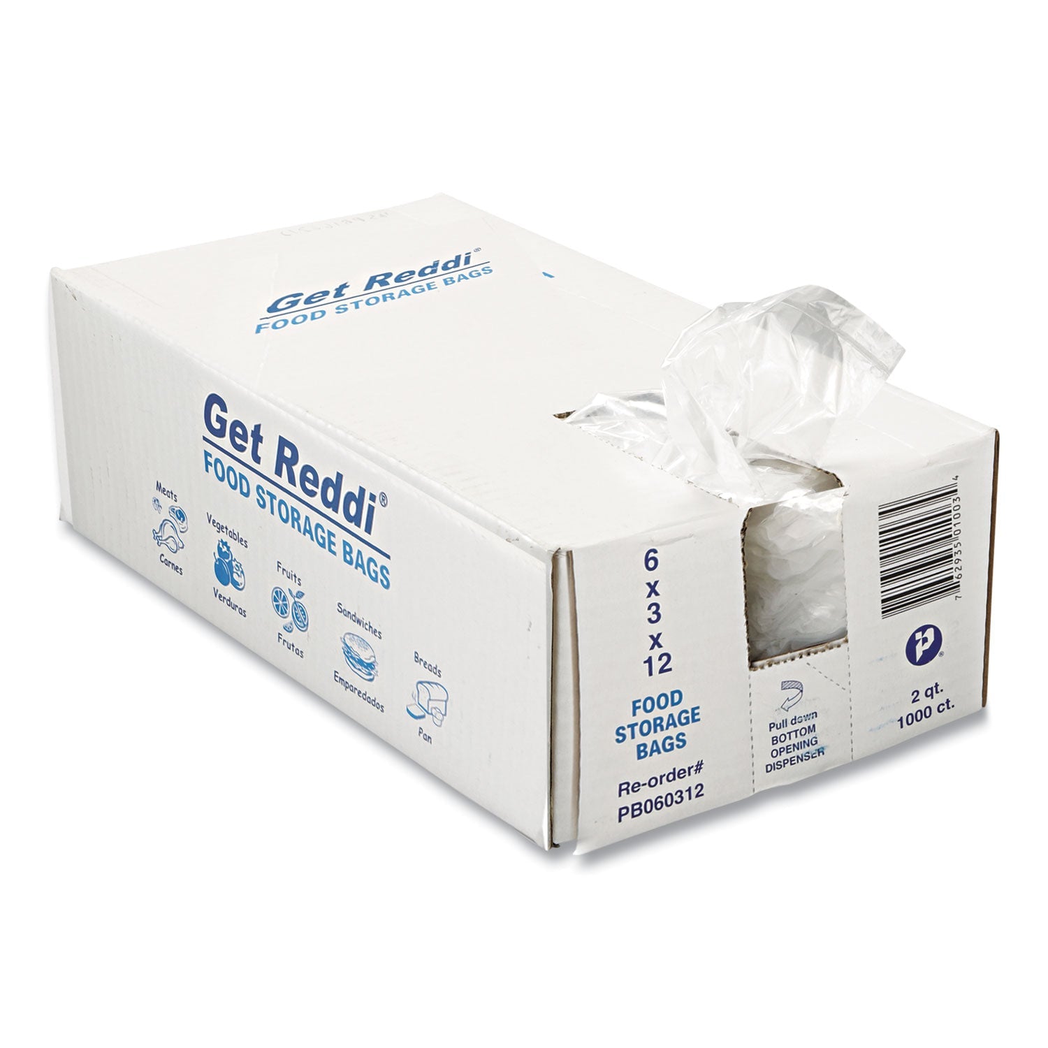 Inteplast Group Food Bags, 64 oz, 6" x 3" x 12", Clear, 1,000/Carton
