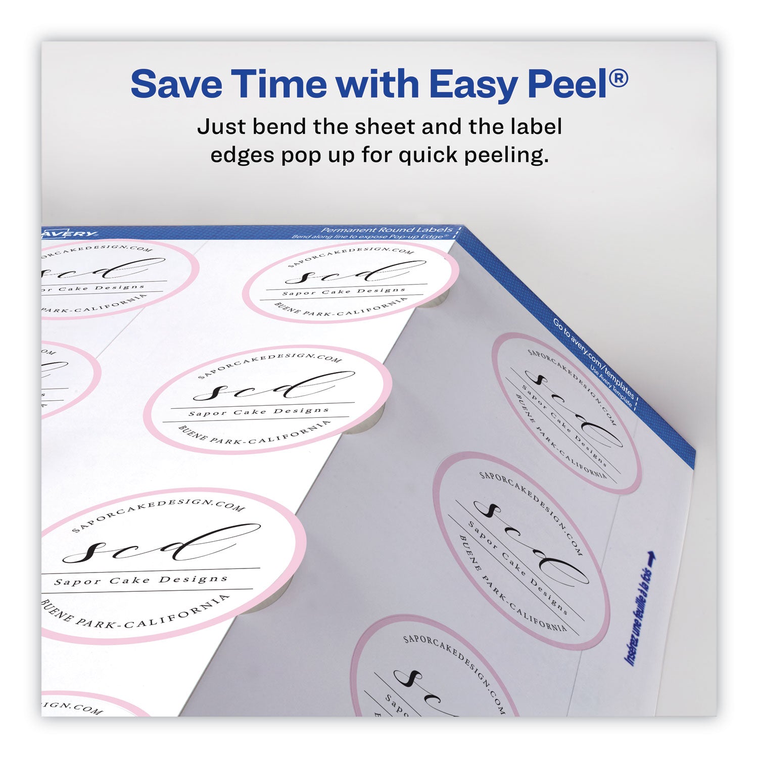 Avery® Round Print-To-The Edge Labels With Sure Feed And Easy Peel, 2" Dia, Glossy White, 120/pk