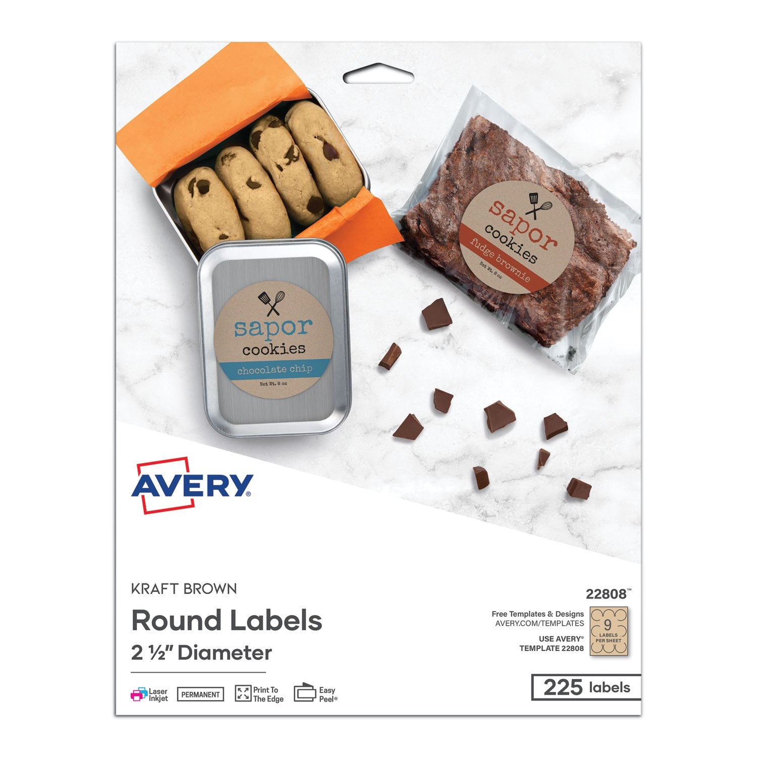 Round Brown Kraft Labels | 2.5" Dia | 225/pk