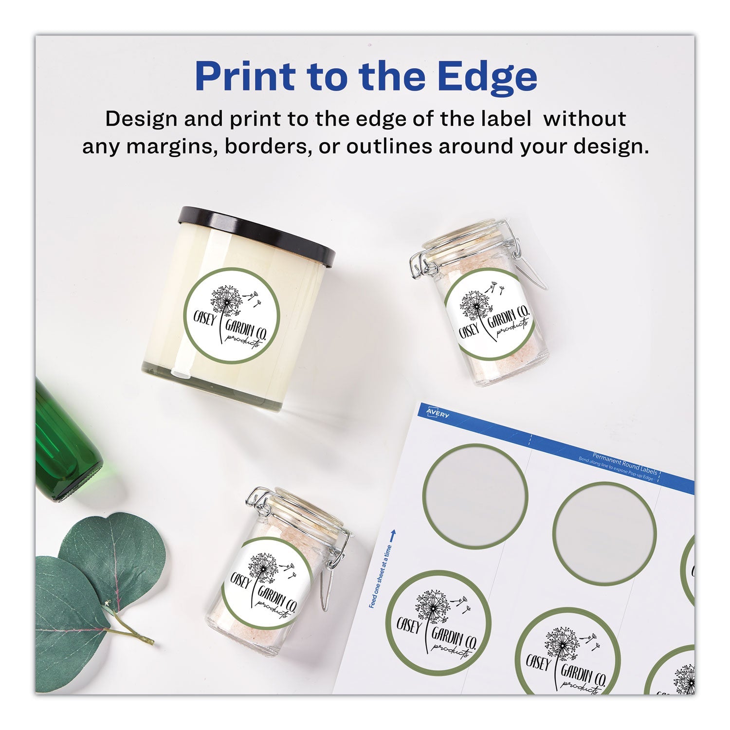 Avery® Printable Self-Adhesive Permanent ID Labels w/Sure Feed, 0.75" dia, White 800/PK