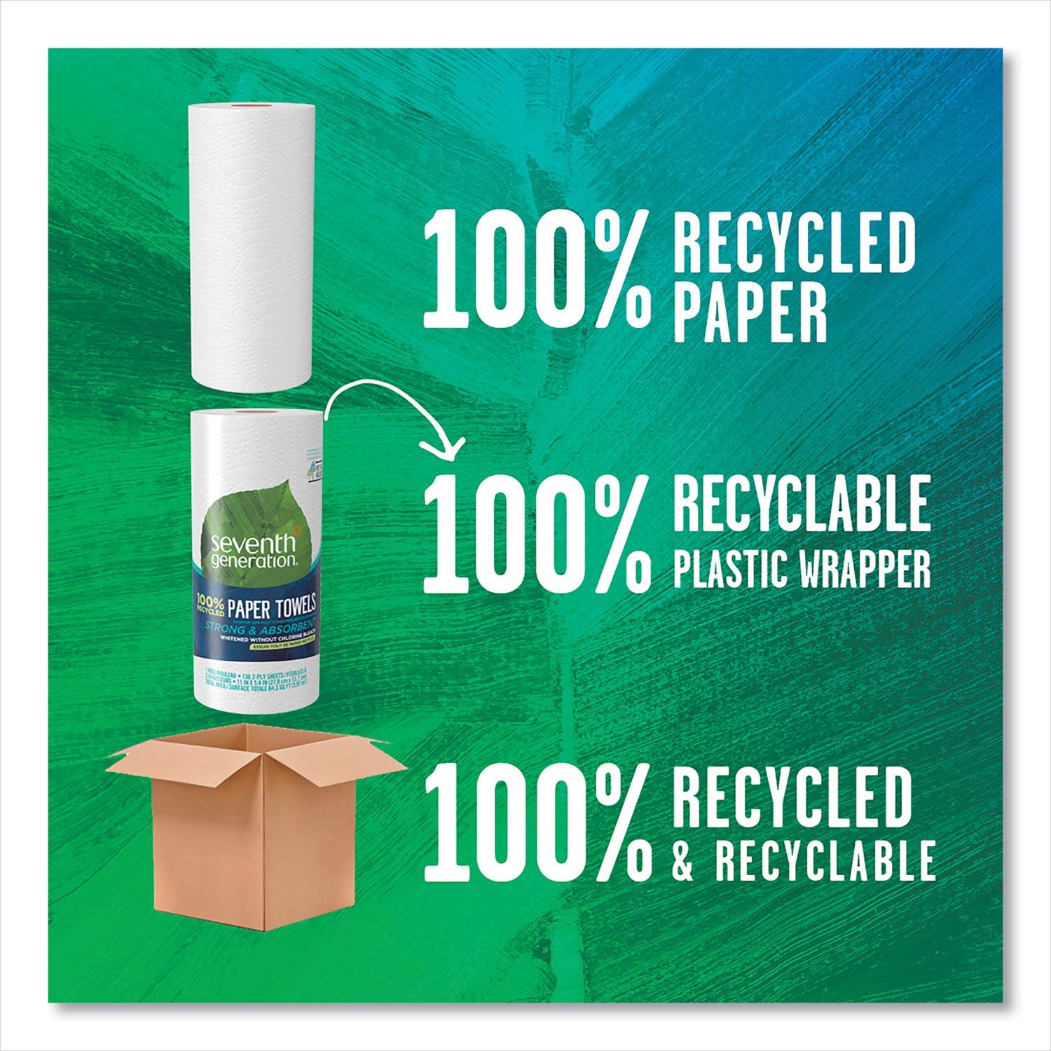 Seventh Generation® 100% Recycled Paper Kitchen Towel Rolls, 2-Ply, 11 x 5.4, 156 Sheets/Roll, 24 Rolls/Carton