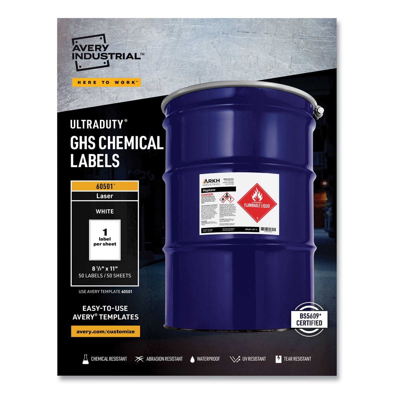 GHS Chemical Waterproof Labels | 8.5x11 | 50/box