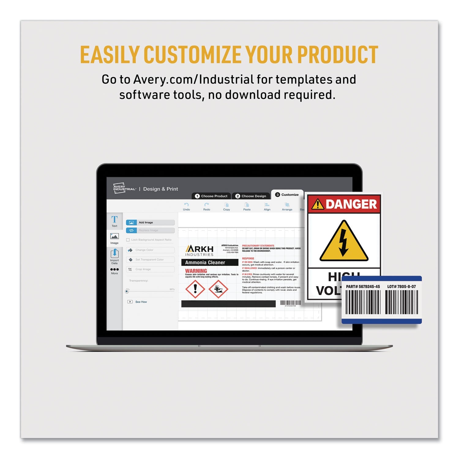Avery® Ultraduty Ghs Chemical Waterproof And Uv Resistant Labels, 4.75 X 7.75, White, 2/sheet, 50 Sheets/box