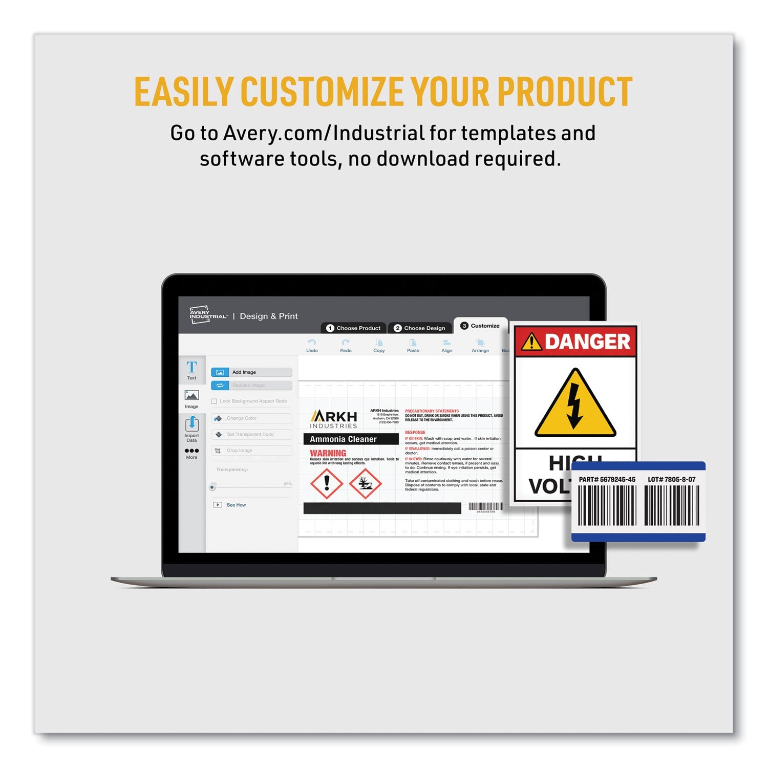 Avery® Ultraduty Ghs Chemical Waterproof And Uv Resistant Labels, 1 X 2.5, White, 24/sheet, 25 Sheets/pack