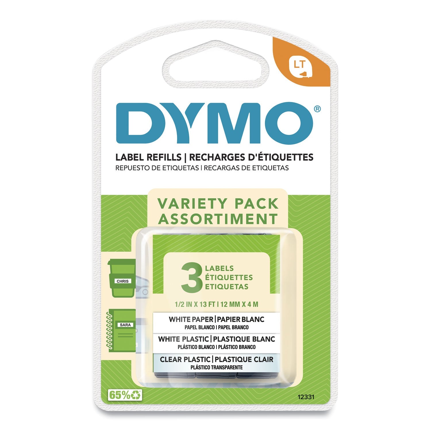 Letratag Label Tape | DYMO® Paper/Plastic 3-pk