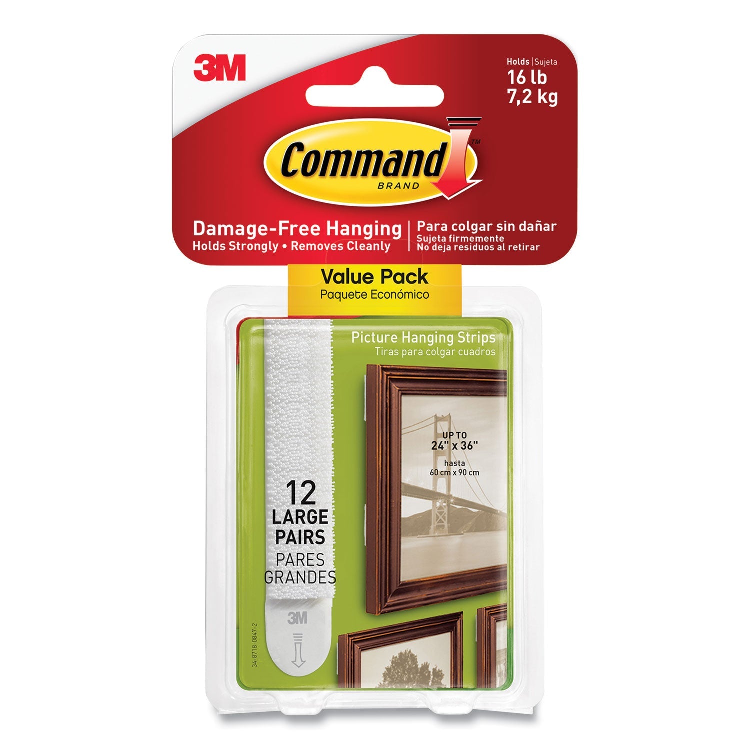 Command Large Picture Hanging Strips | 12 Pairs