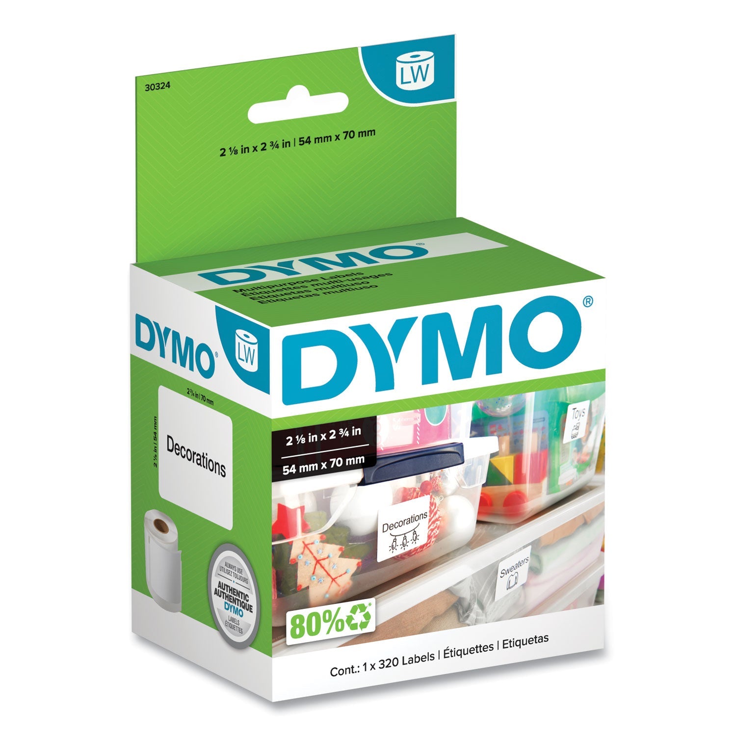 DYMO Multipurpose Labels | 2.75"x2.12", 320/Roll