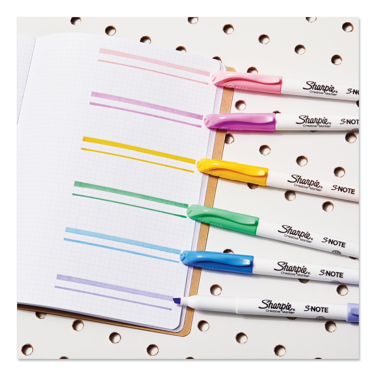 Sharpie® S-Note Creative Markers, Assorted Ink Colors, Chisel Tip, Assorted Barrel Colors, 12/Pack
