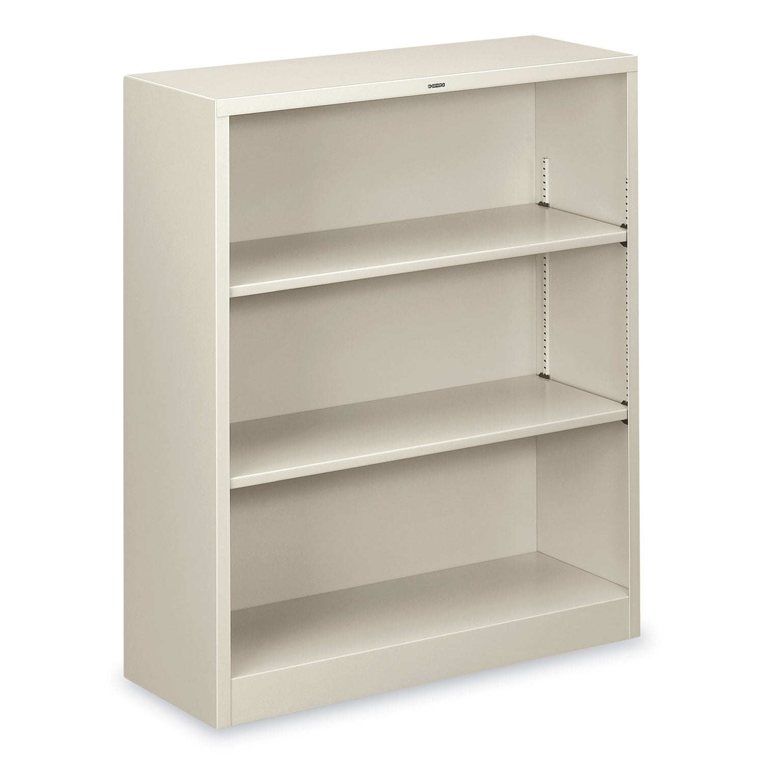 HON® Metal Bookcase, Three-Shelf, 34.5w x 12.63d x 41h, Light Gray