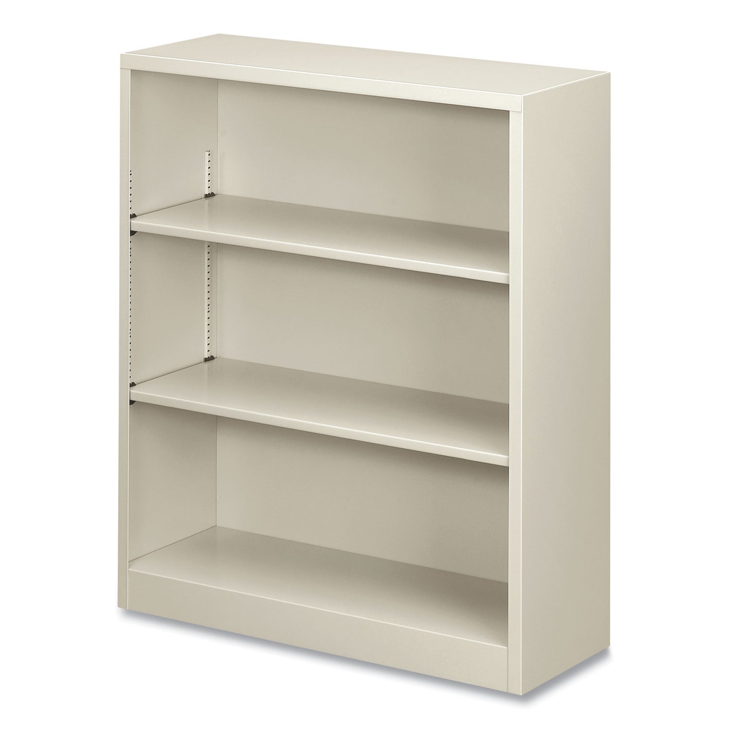 HON® Metal Bookcase, Three-Shelf, 34.5w x 12.63d x 41h, Light Gray