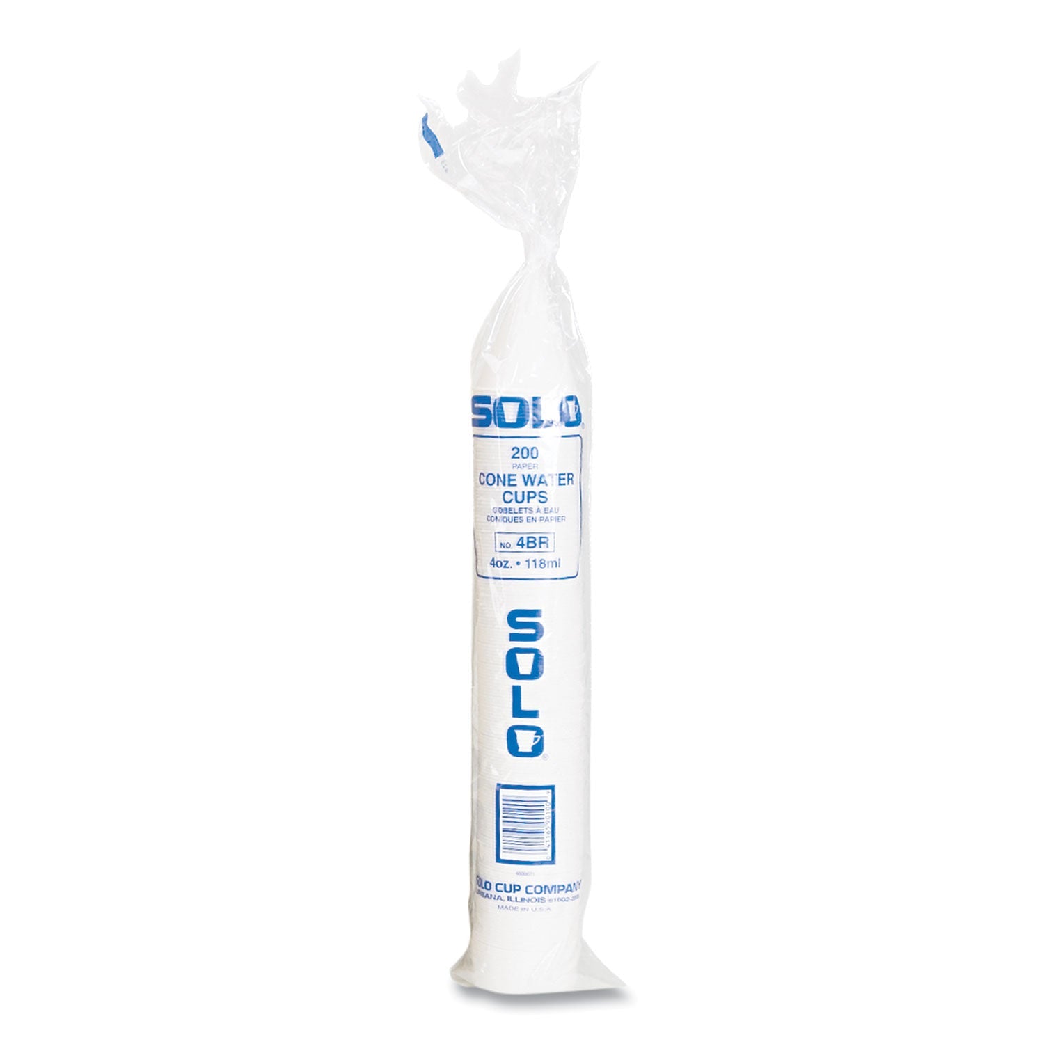 SOLO® Cone Water Cups, 4 oz, Paper, White, 200/Bag, 25 Bags/Carton