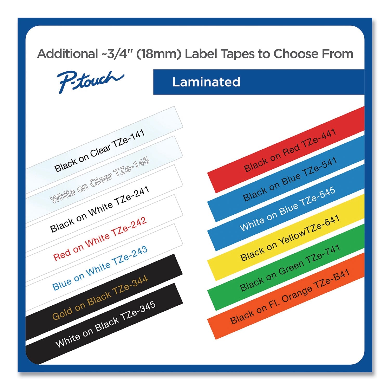 Brother P-Touch® Tze Standard Adhesive Laminated Labeling Tape, 0.7" X 26.2 Ft, White On Clear
