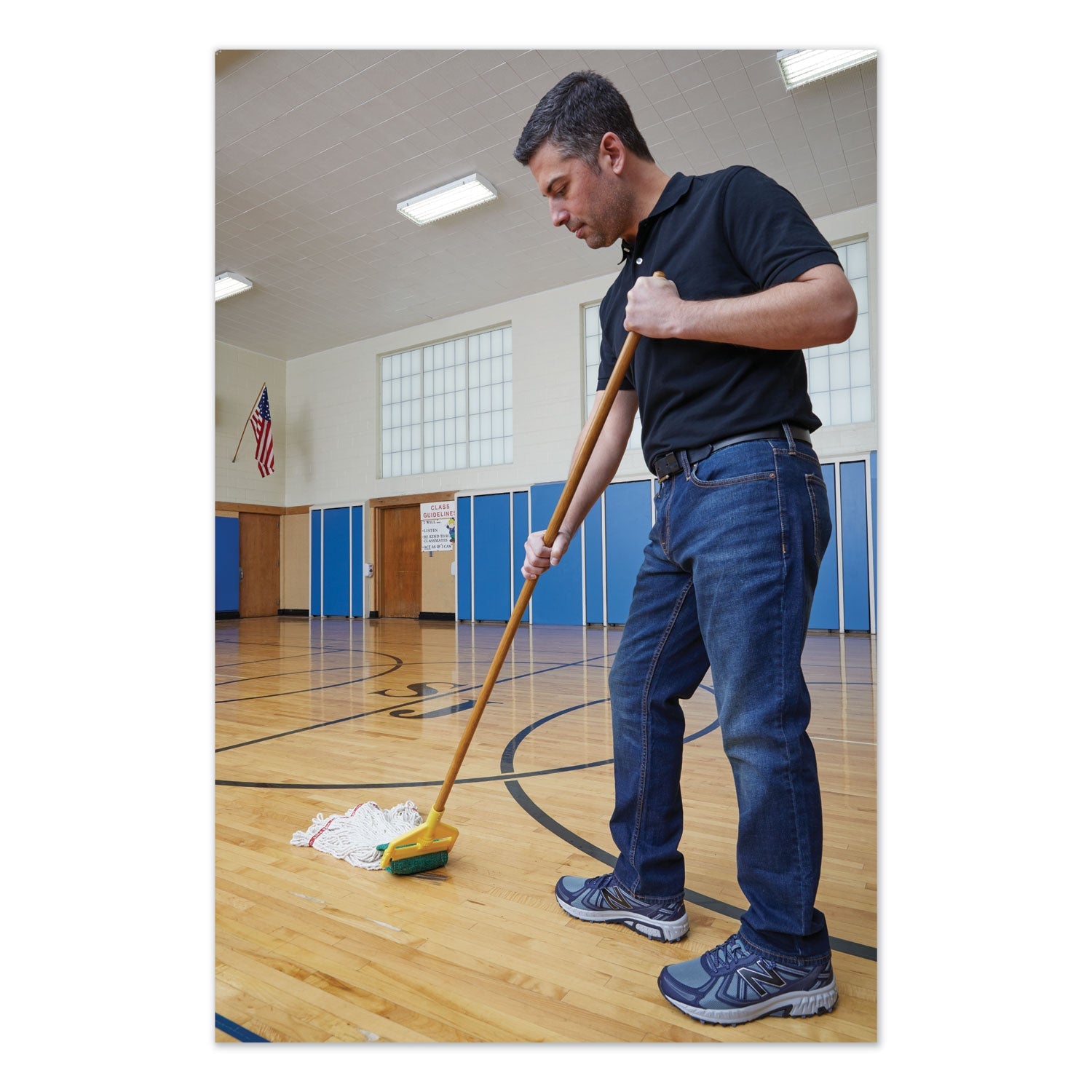 Rubbermaid® Commercial Invader Side-Gate Wood Wet-Mop Handle, 1" dia x 60", Natural, 12/Carton