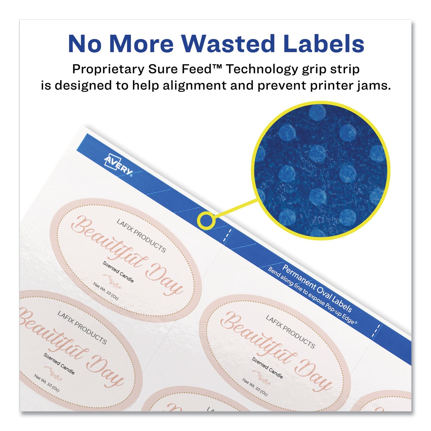 Avery® Oval Labels W/ Sure Feed And Easy Peel, 2 X 3.33, Glossy White, 80/pack