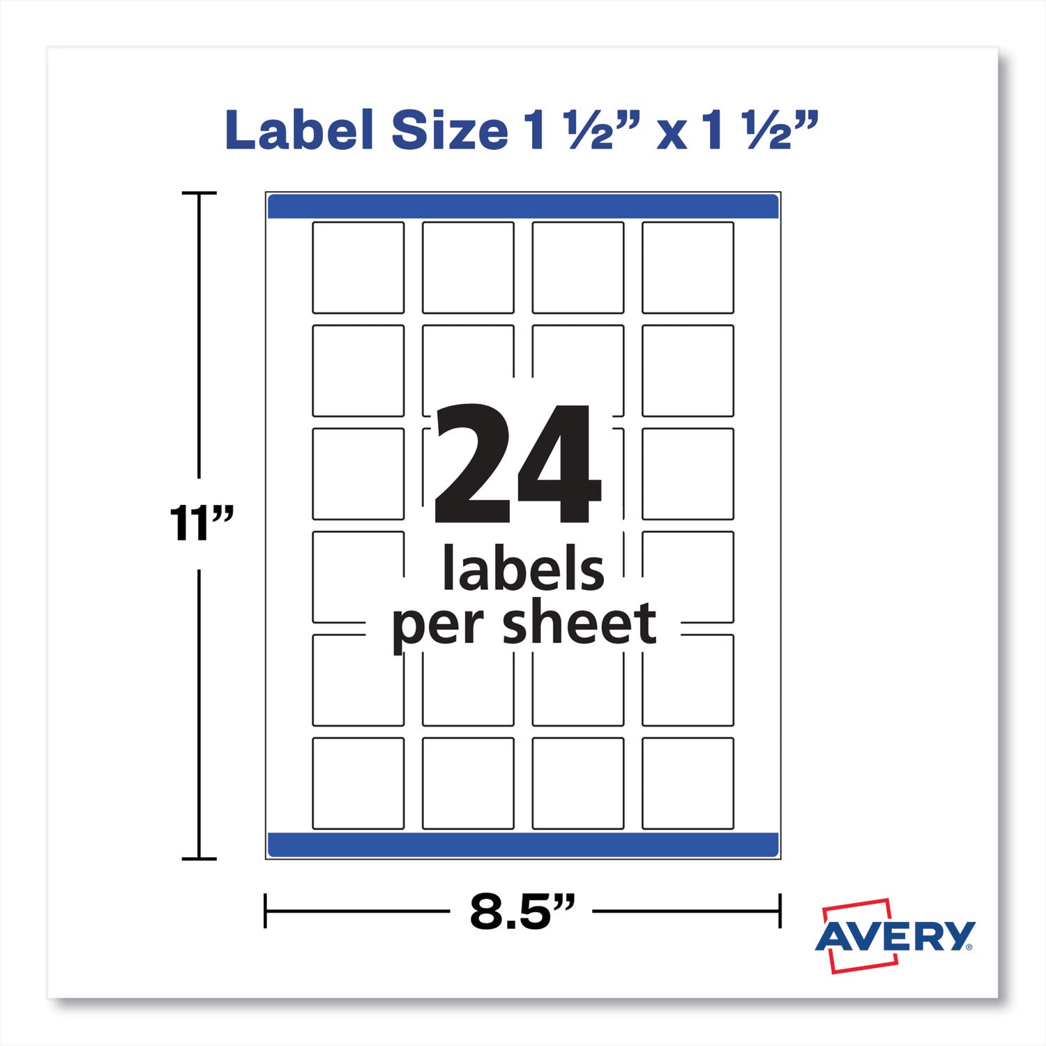 Avery® Square Labels with Sure Feed and TrueBlock, 1.5 x 1.5, White, 600/Pack