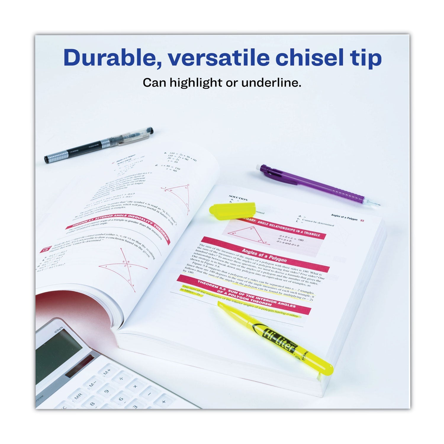 Avery® Hi-Liter Pen-Style Highlighters, Fluorescent Yellow Ink, Chisel Tip, Yellow/black Barrel, Dozen
