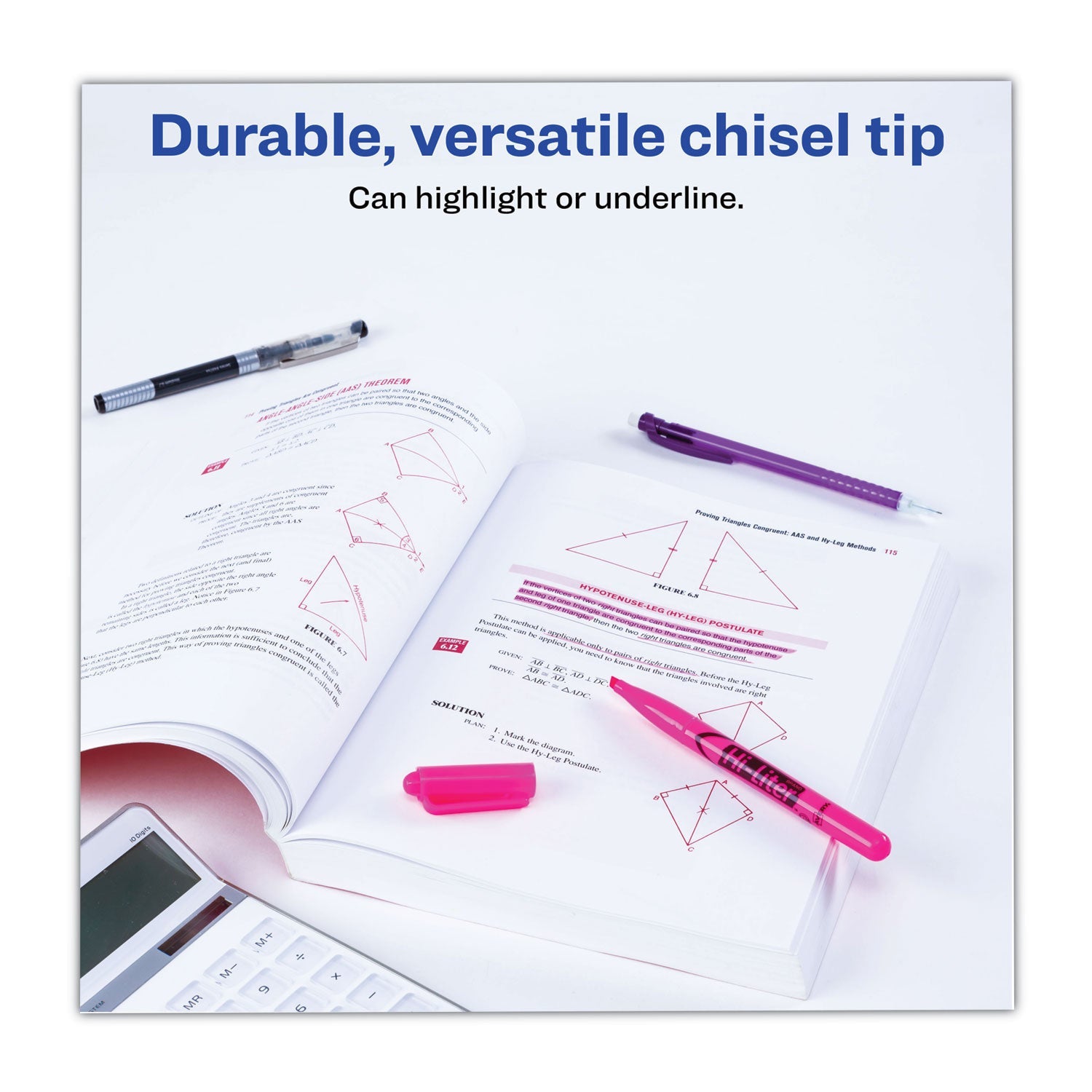 Avery® Hi-Liter Pen-Style Highlighters, Fluorescent Pink Ink, Chisel Tip, Pink/black Barrel, Dozen