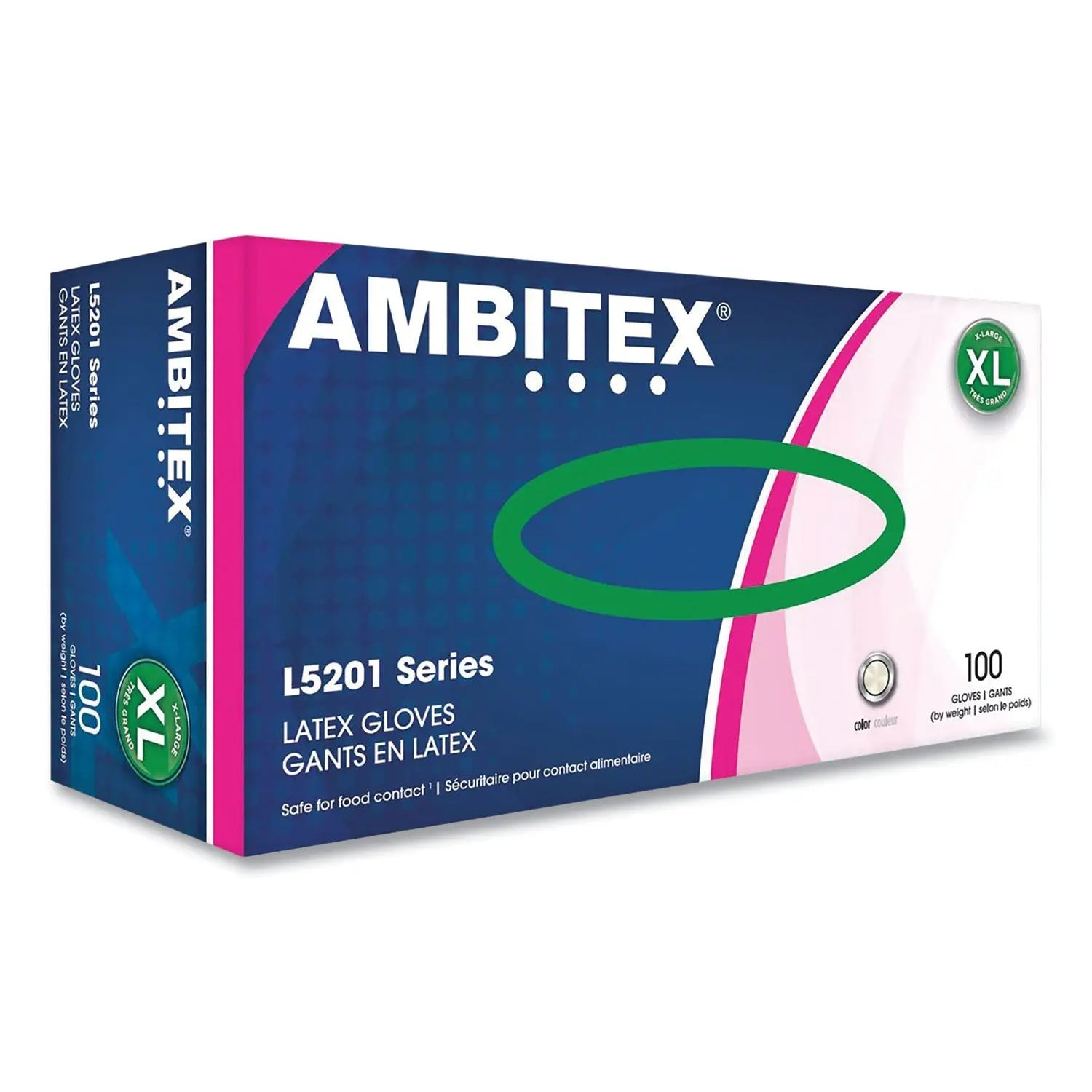 AMBITEX® L5201 SERIES POWDER-FREE LATEX GLOVES, 4 MIL, X-LARGE, CREAM, 100/BOX