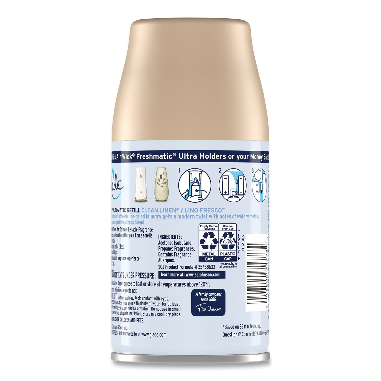 Glade® Automatic Air Freshener, Clean Linen, 6.2 Oz