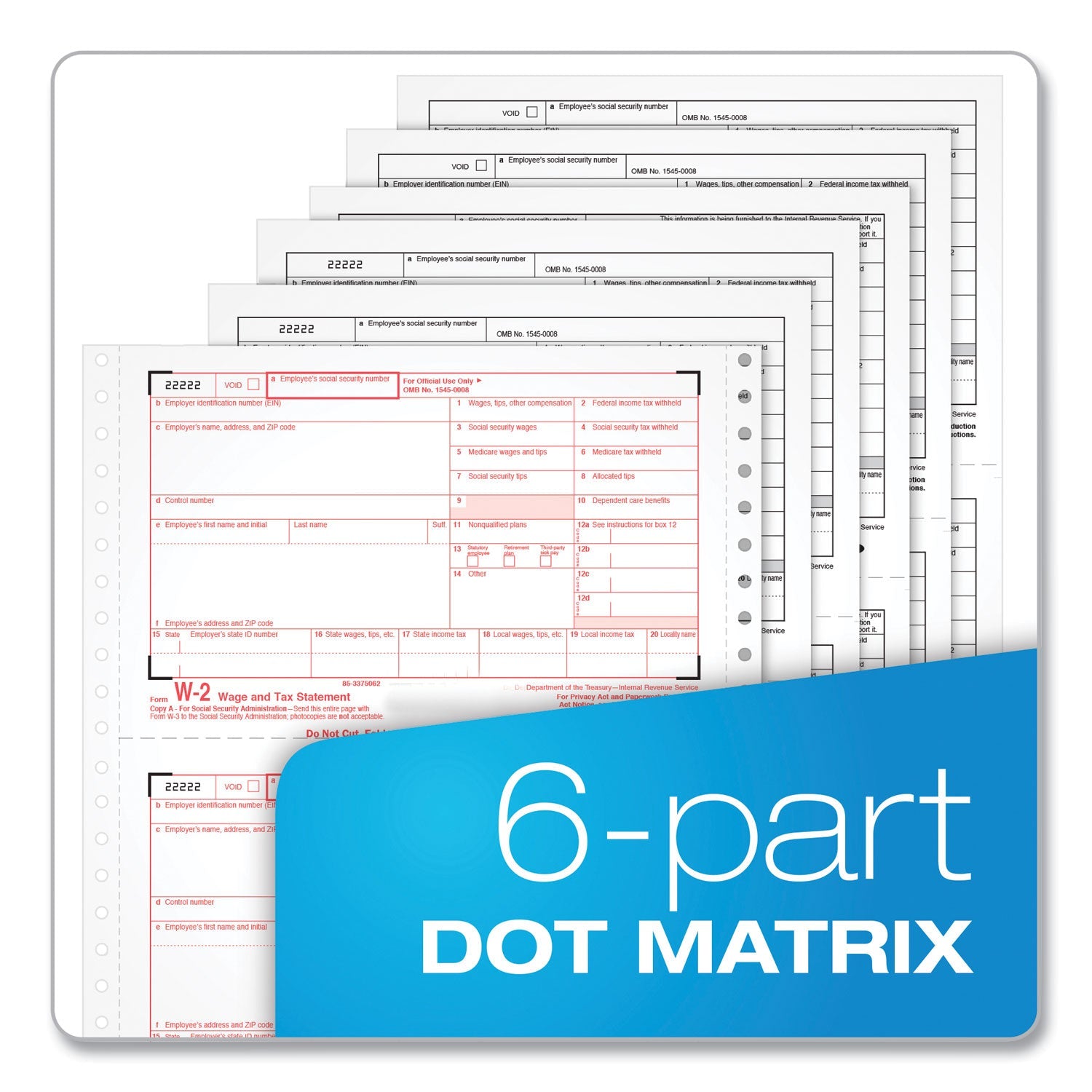 Adams® 4-Part W-2 Continuous Feed Tax Forms, Fiscal Year: 2024, Four-Part Carbonless, 5.5 x 8.5, 2 Forms/Sheet, 24 Forms Total - Bloom Skins