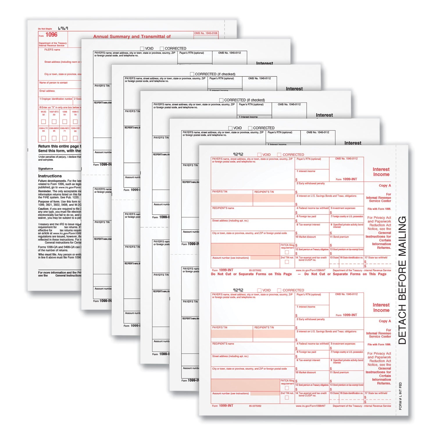 Adams 4-Part 1099-INT Tax Forms for 2024