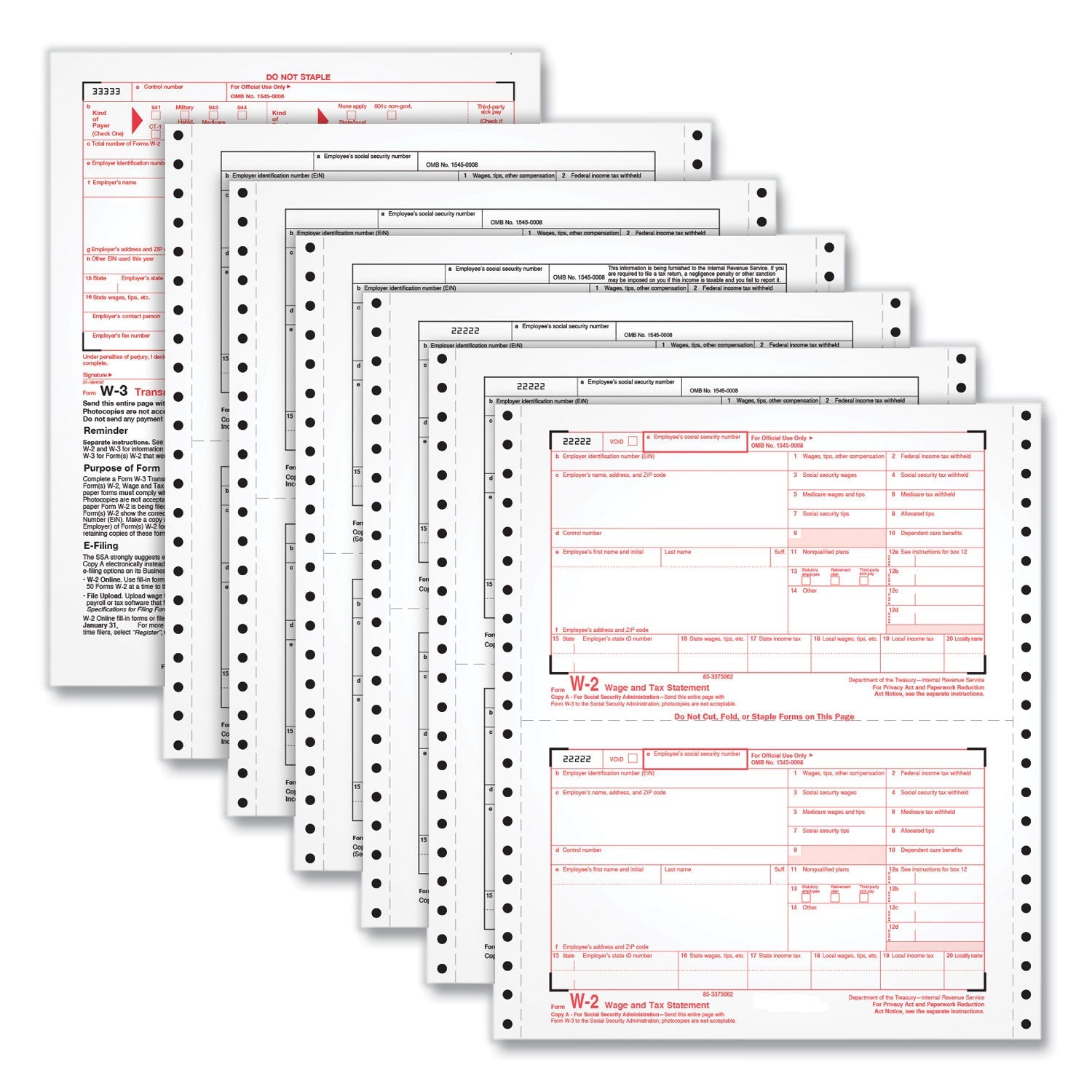 Adams® 4-Part W-2 Continuous Feed Tax Forms, Fiscal Year: 2024, Four-Part Carbonless, 5.5 x 8.5, 2 Forms/Sheet, 24 Forms Total - Bloom Skins