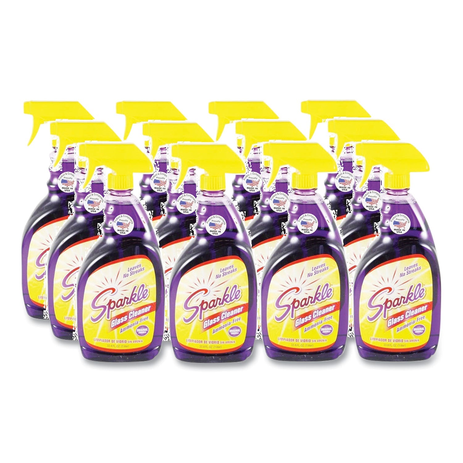 Sparkle Glass Cleaner, 33.8 Oz Spray Bottle, 12/carton