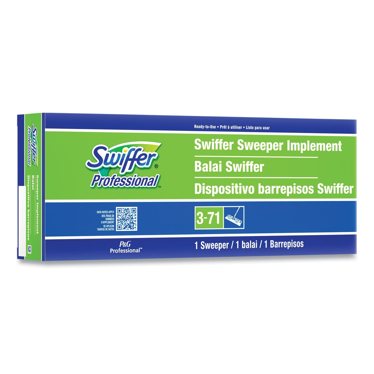 Swiffer® Sweeper Mop, 10 X 4.8 White Cloth Head, 46" Green/silver Aluminum/plastic Handle