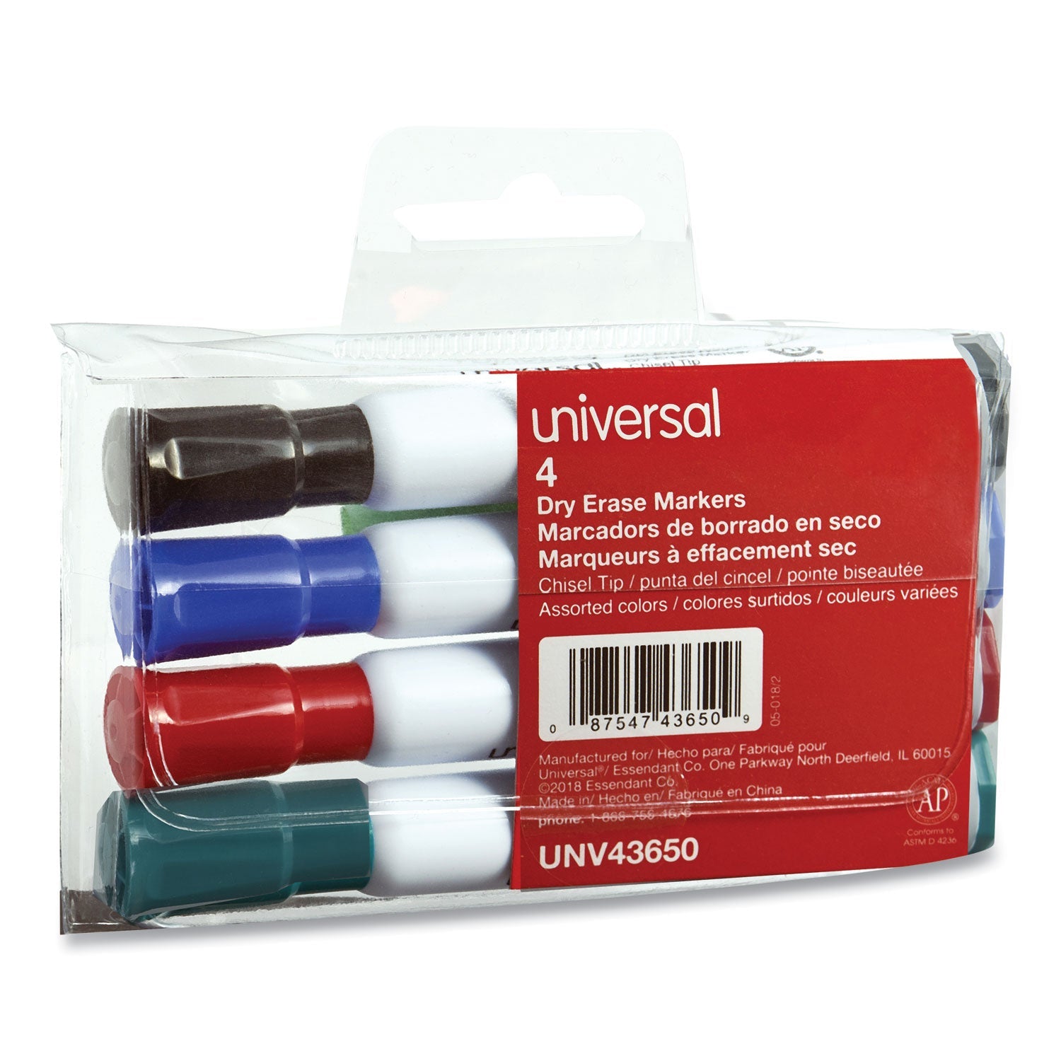 Dry Erase Marker | Broad Chisel Tip | 4/set